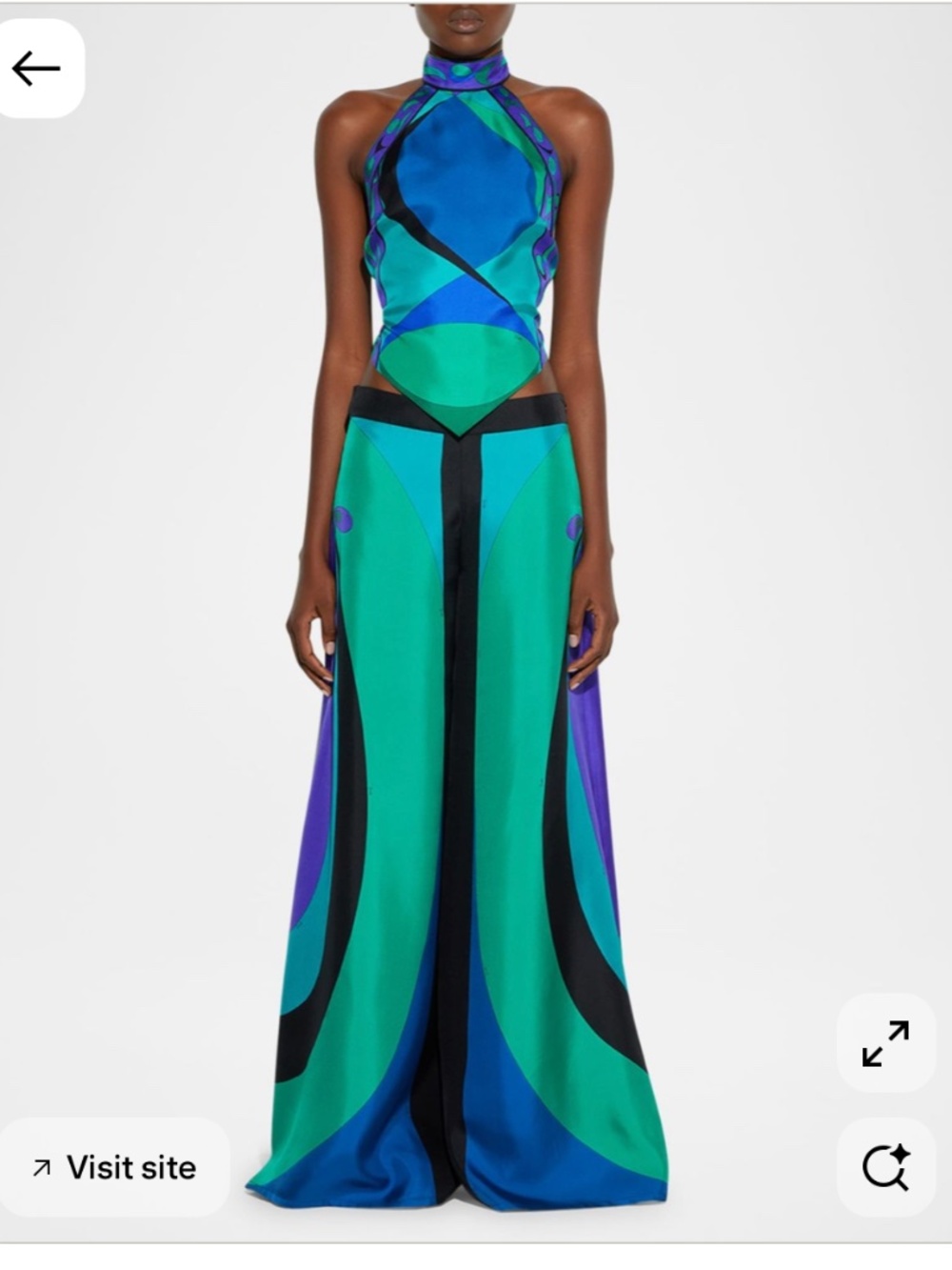 Emilio Pucci Pesci-Print Silk Twill Halter Scarf Top - SMERALDO - Picture 9 of 10